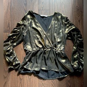 Golden Shimmery Ruffle Top